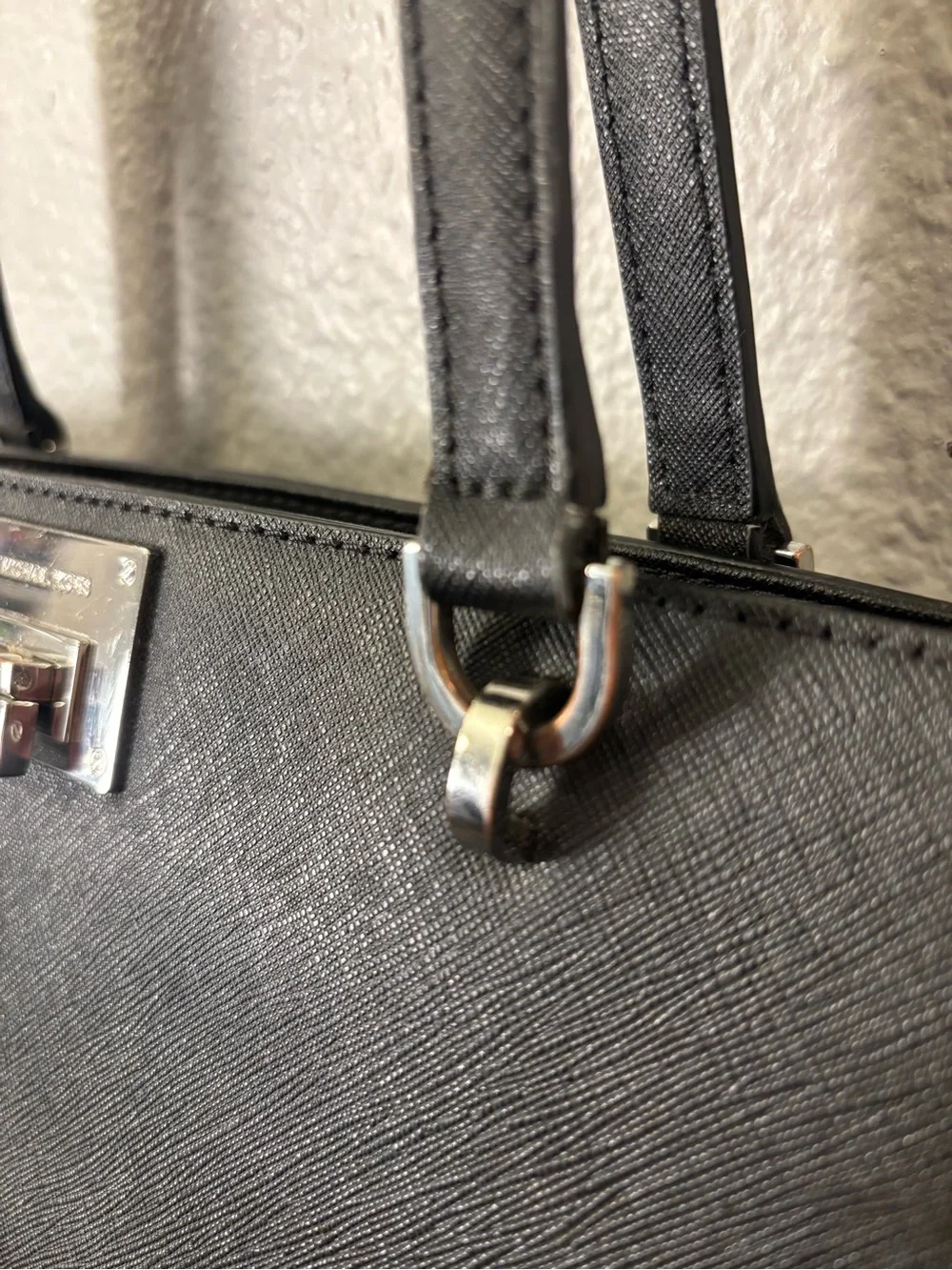Michael Kors Black Tote with Gold Plate